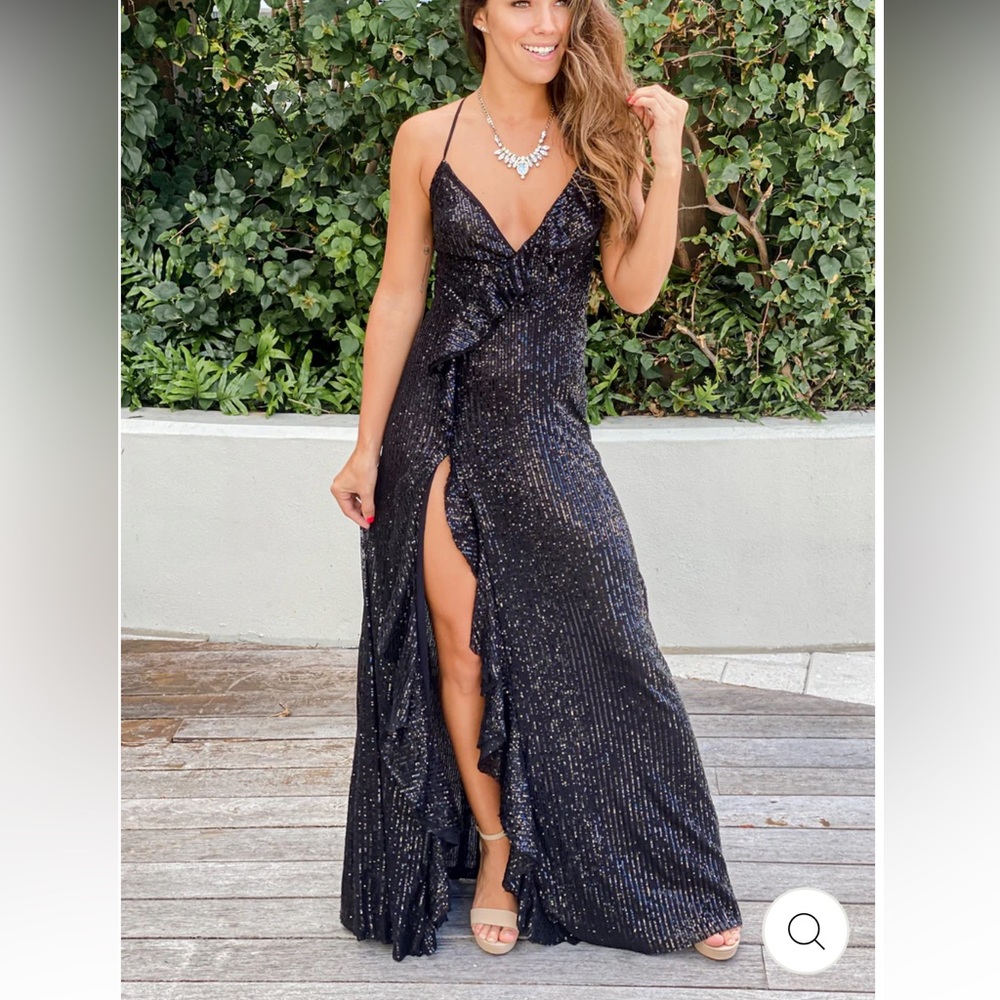 Black sequin floor length dress